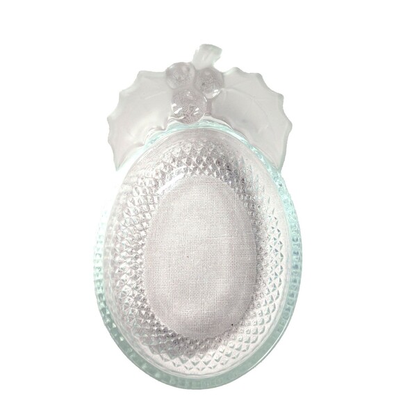 Mikasa Studio Nova Frosted Holly Berries Candy Trinket Dish Oval Glass Bowl Gift - Picture 7 of 7